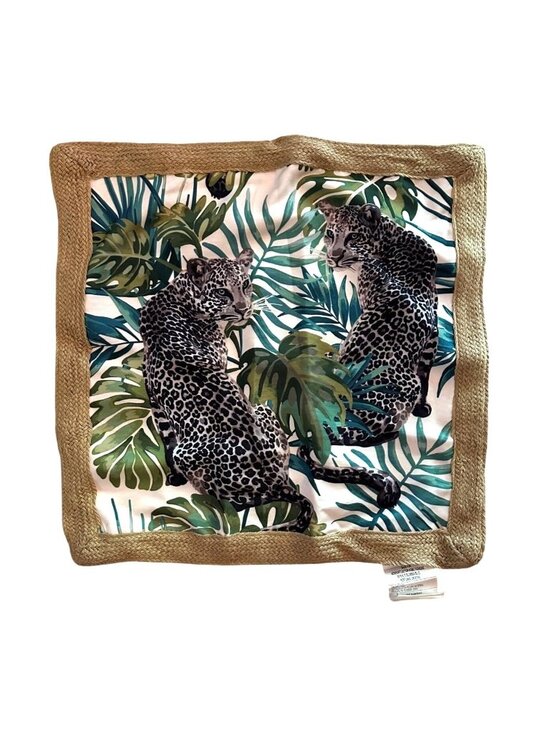Newport Layton Home Fashions Other - Jungle Leaf & Leopard Print Pillow Covers Woven Border 100% Polyester 22" x 22"
